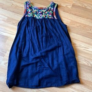 Navy embroidered J crew dress with pockets!